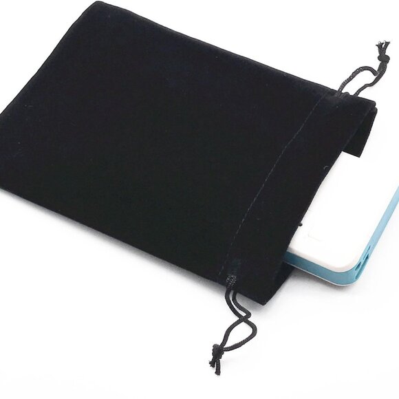 6pcs 7" X 5" Velvet Cloth Jewelry Pouches/Drawstring Bags Black - Picture 4 of 5